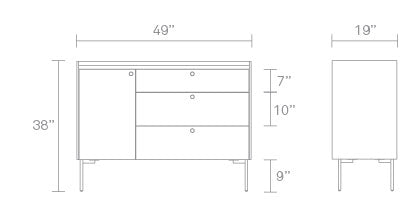 Peek 1 Door 3 Drawer Credenza