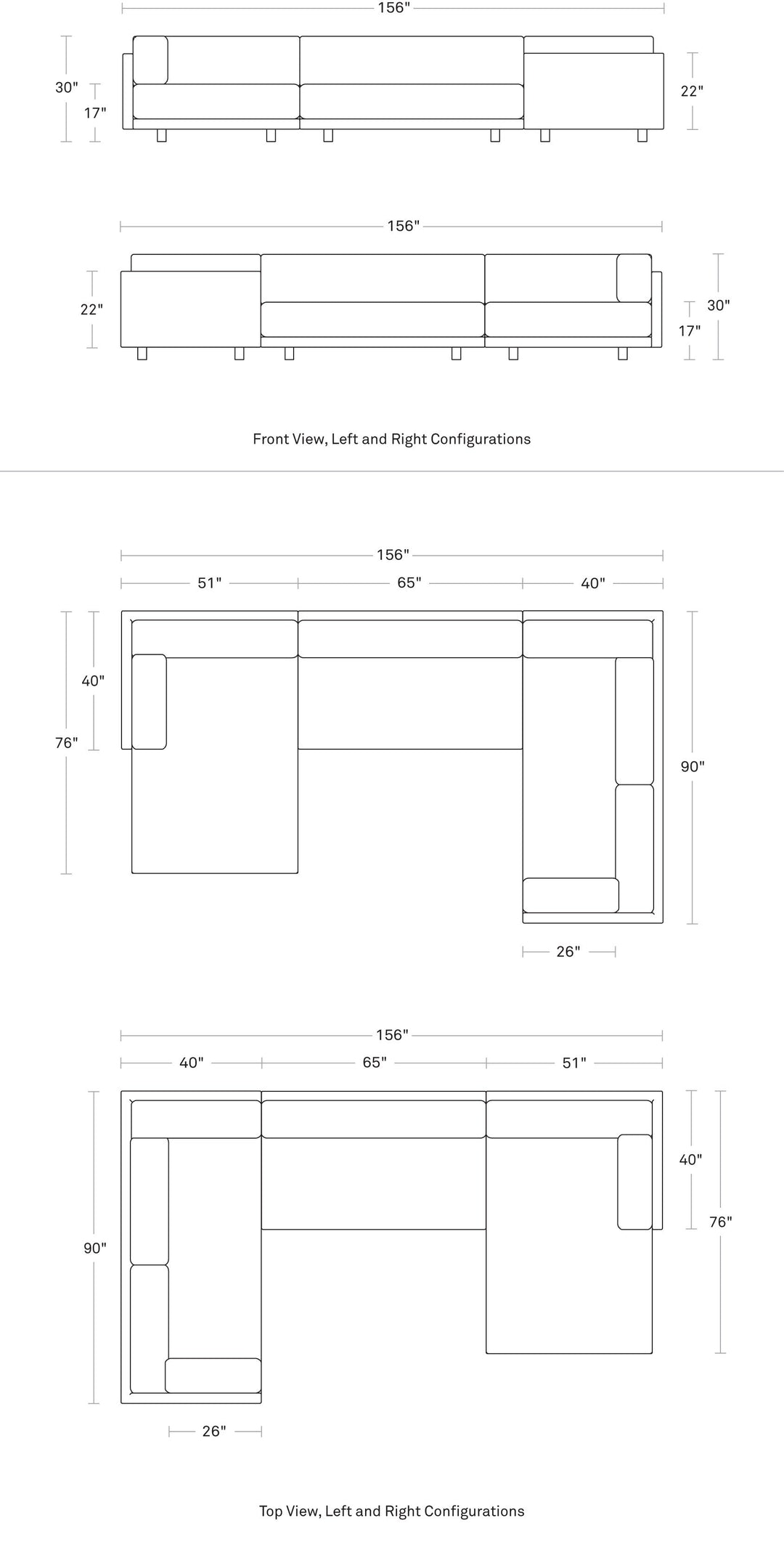 Sunday L Sectional Sofa w/ Chaise