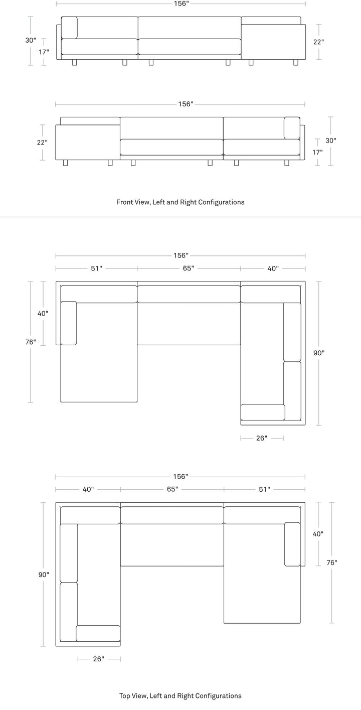 Sunday L Sectional Sofa w/ Chaise