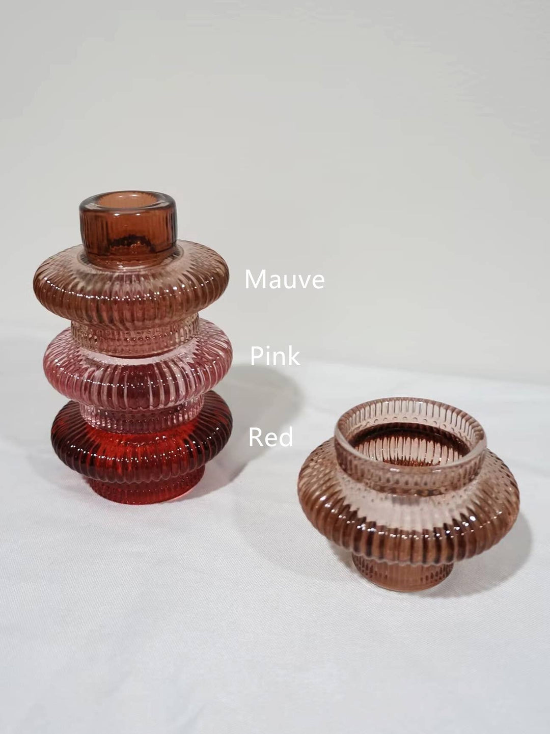 Double Sided Glass Candle Holder - Rounded Edge