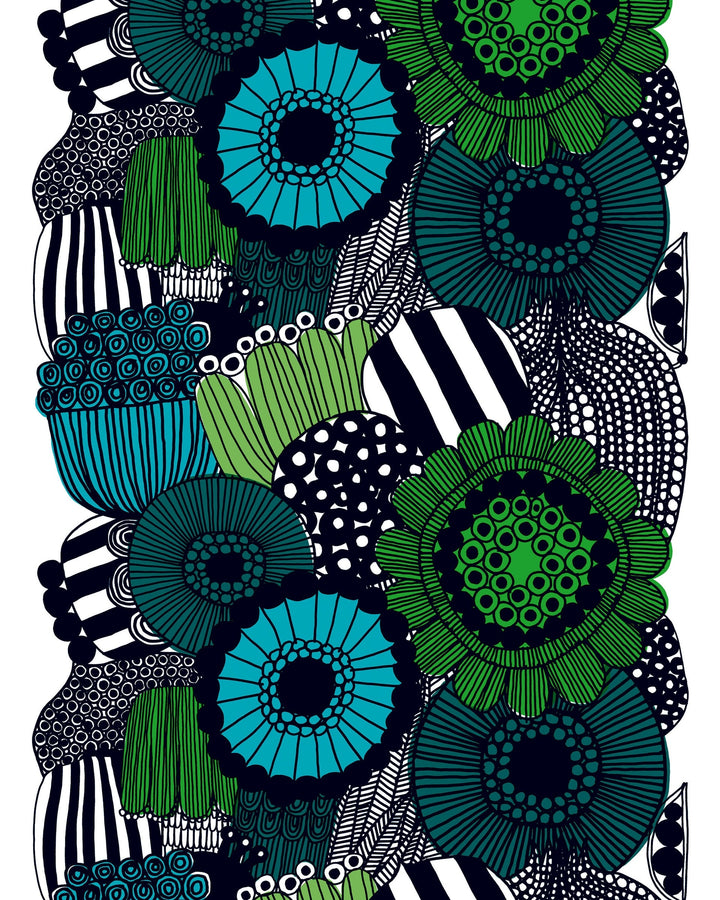 siirtolapuutarha green cotton fabric - acrylic-coated