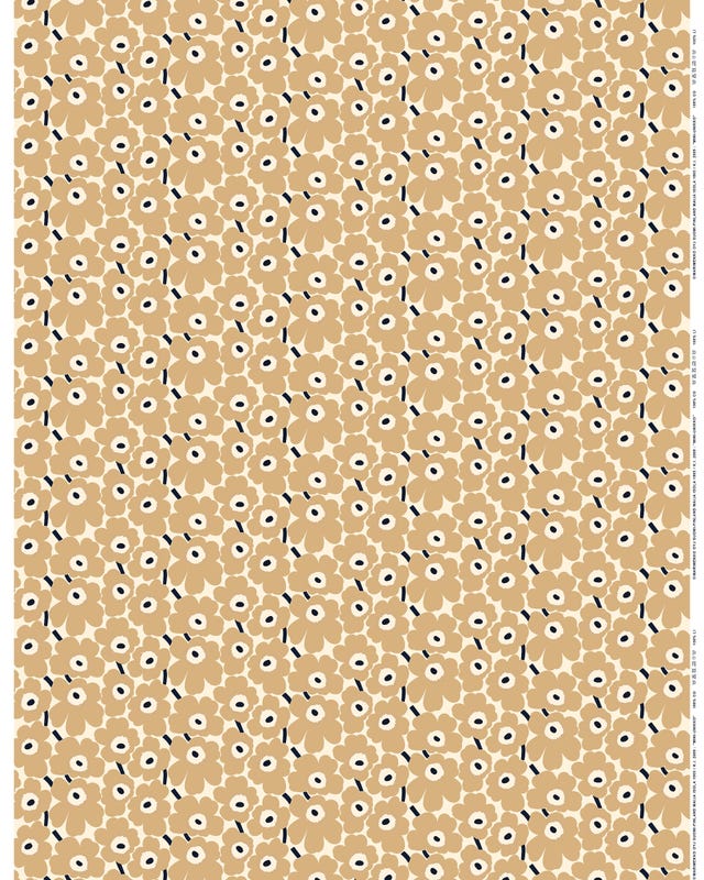 mini-unikko beige cotton fabric