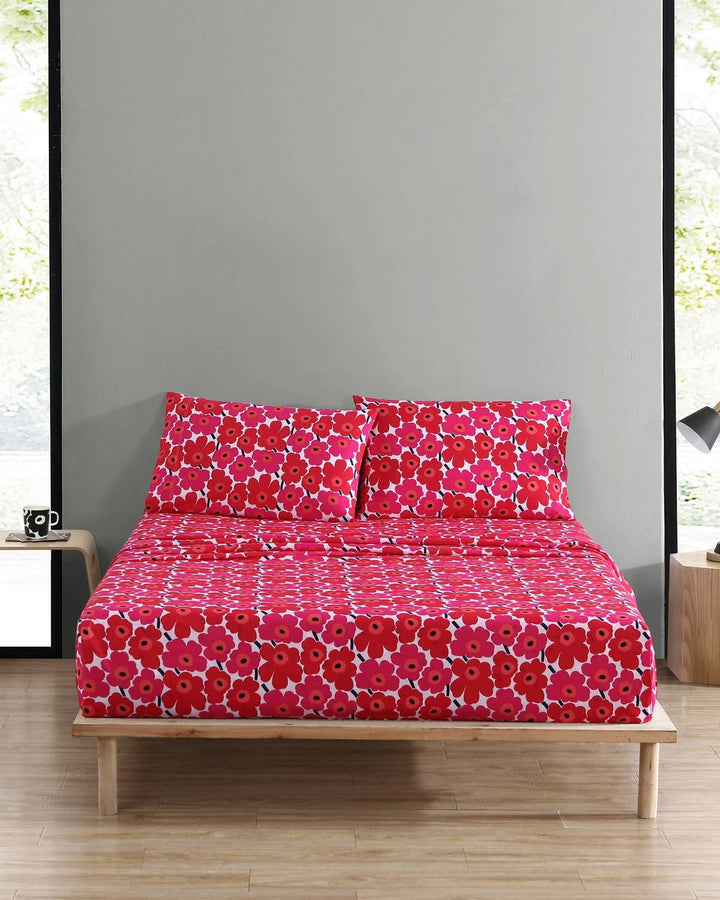 mini unikko red sheet set king