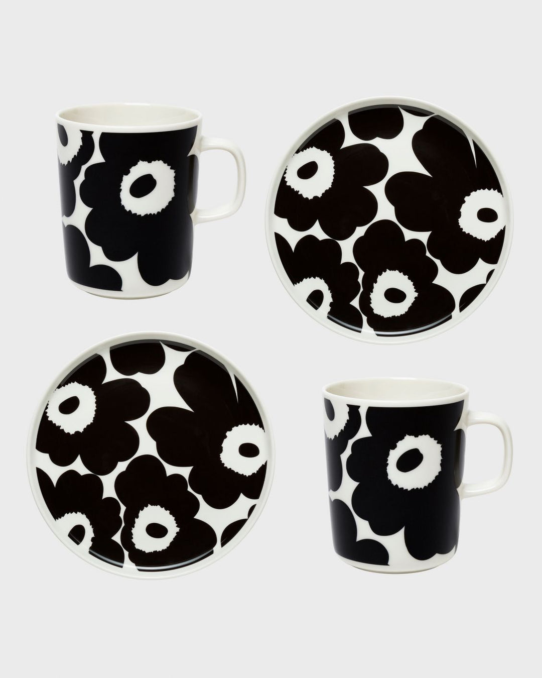 unikko breakfast set - 2 mugs, 2 plates