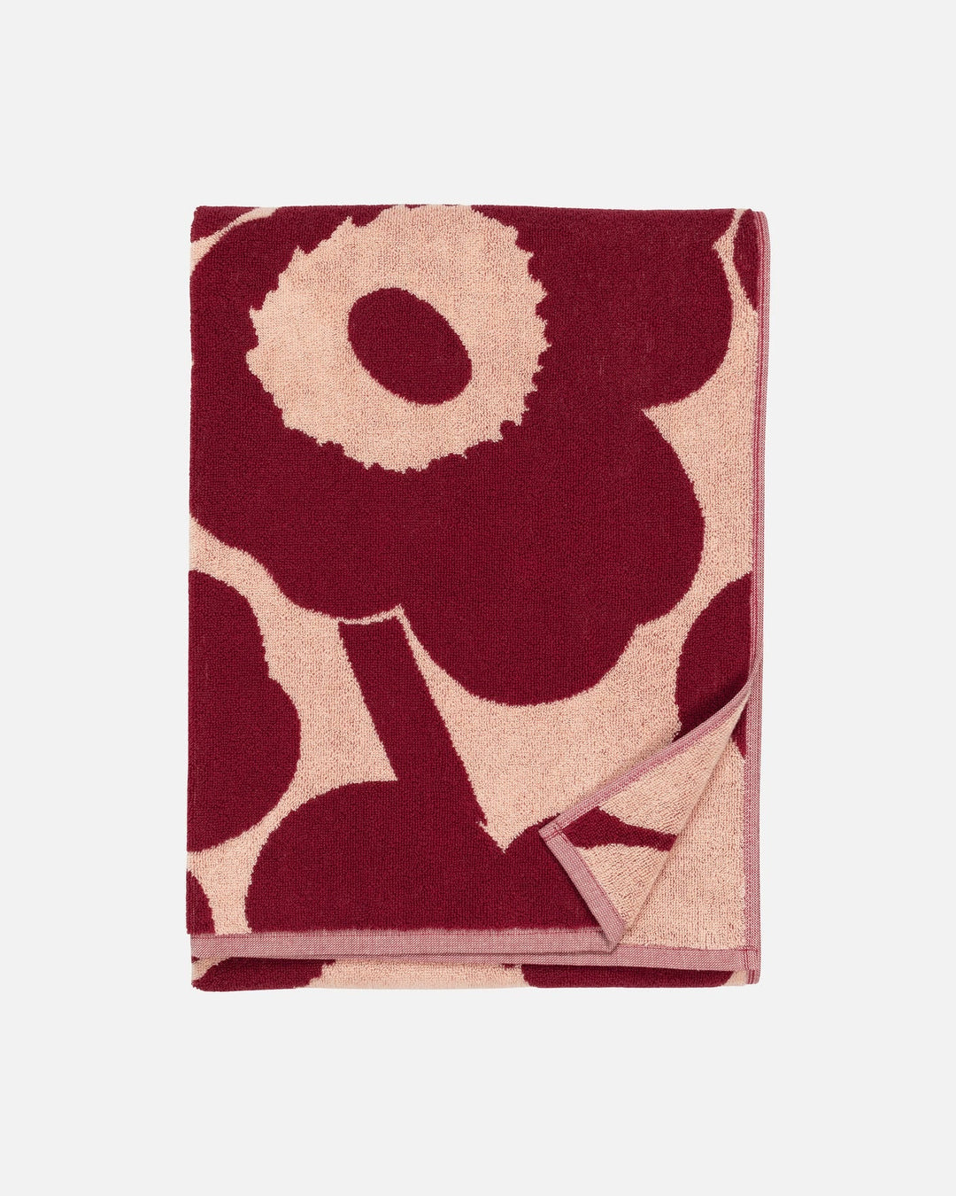 unikko bath towel pink and red