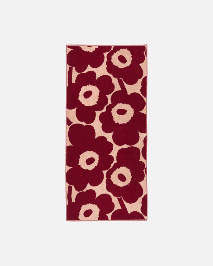 unikko bath towel pink and red