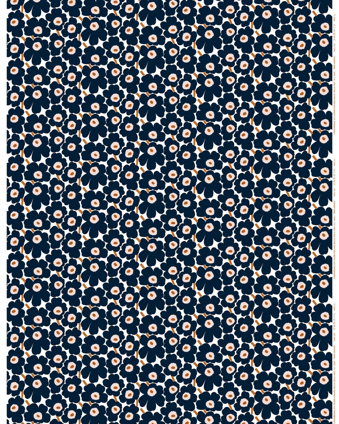 mini unikko cotton fabric - navy and brown