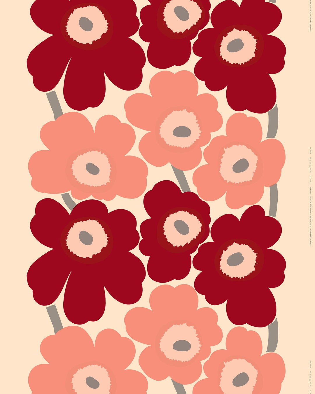 unikko cotton fabric - dark red/salmon