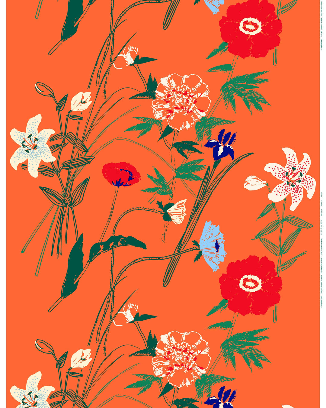 puutarhakutsut cotton fabric - orange