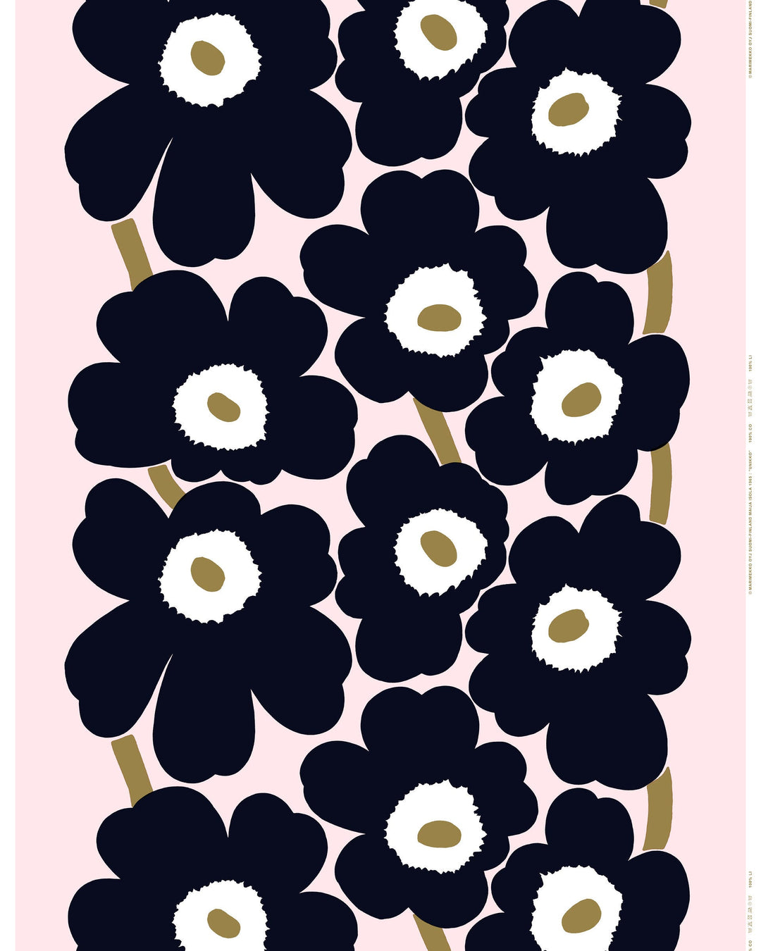 unikko cotton fabric - black/pink