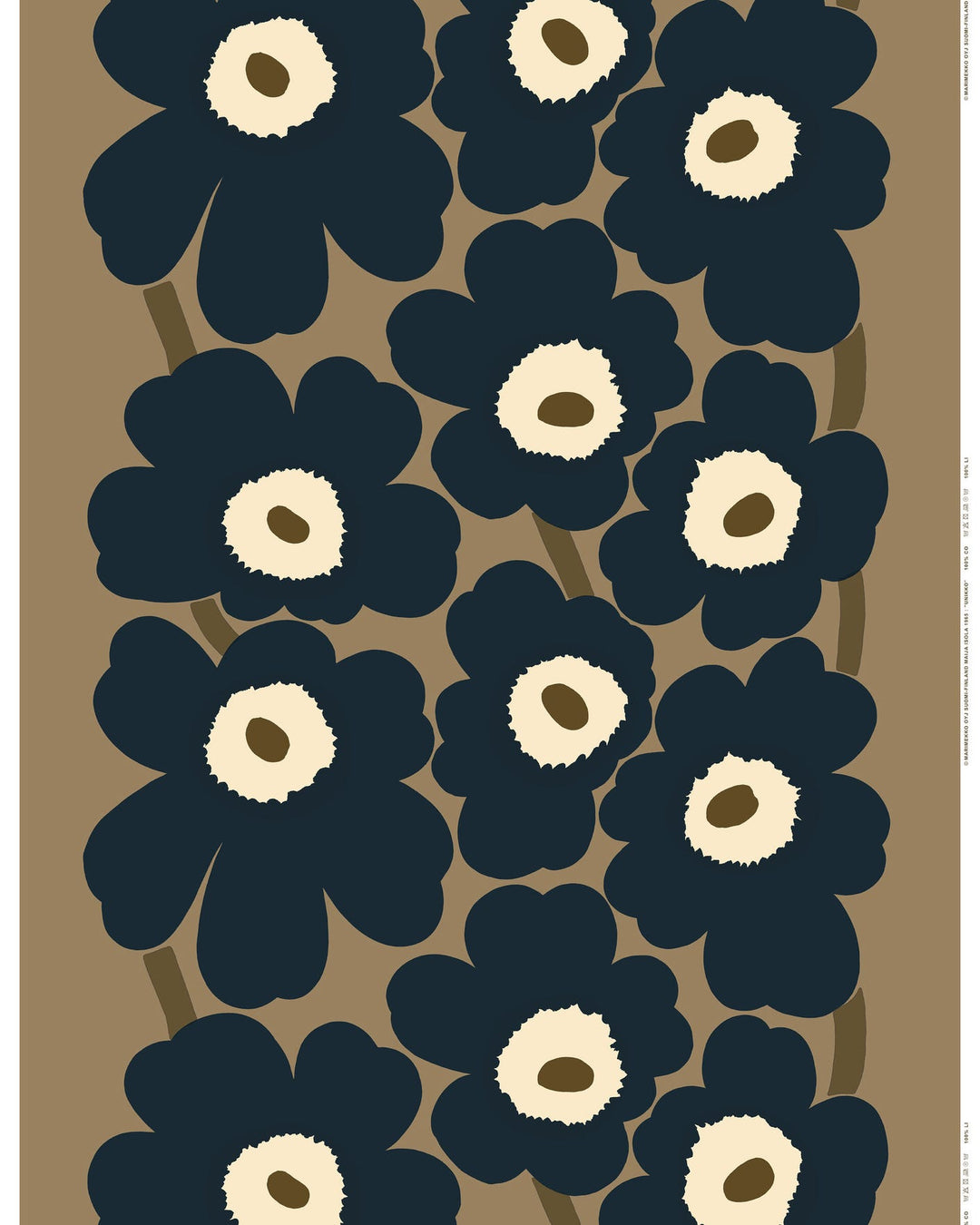 Unikko Organic Cotton fabric - Beige / Navy