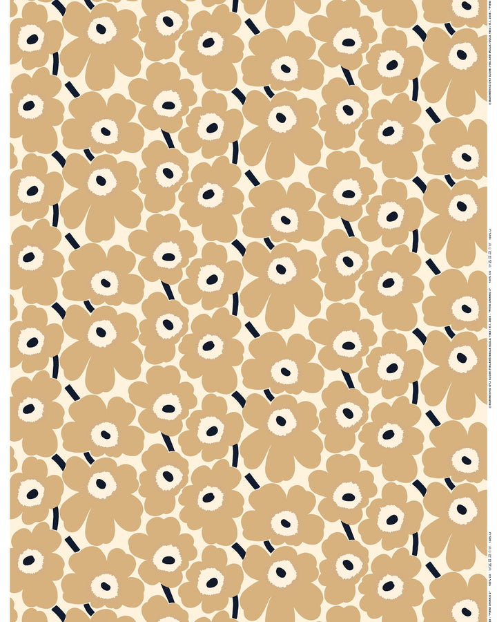 pieni unikko beige cotton fabric