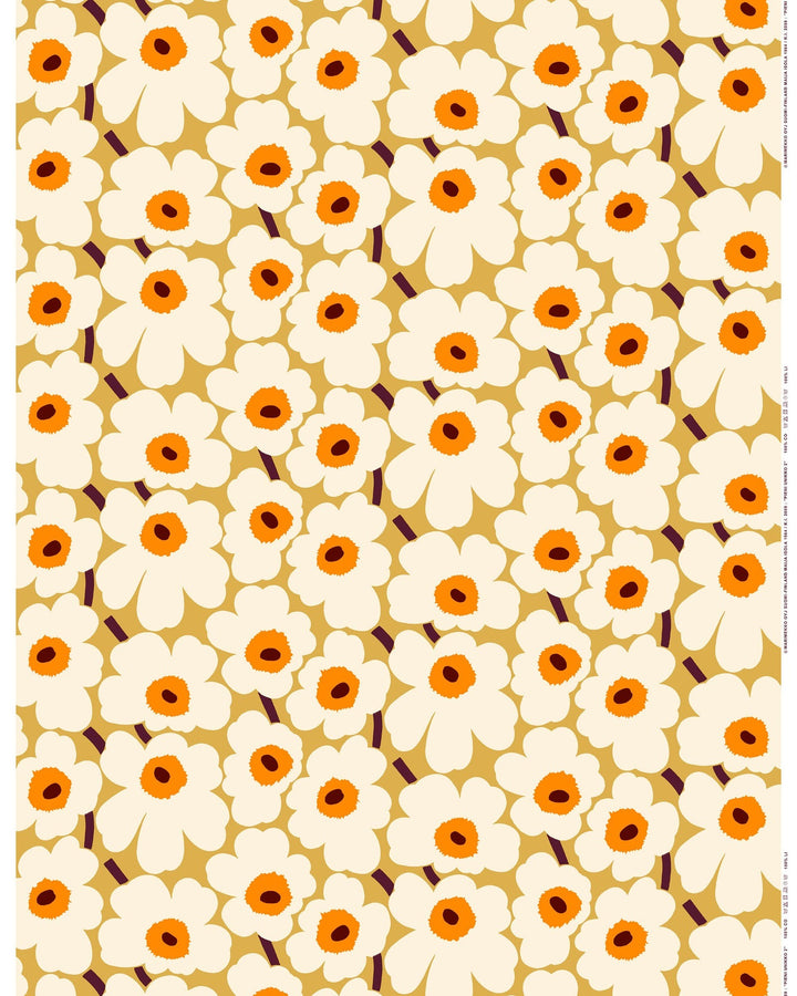 pieni unikko cotton fabric - caramel/orange