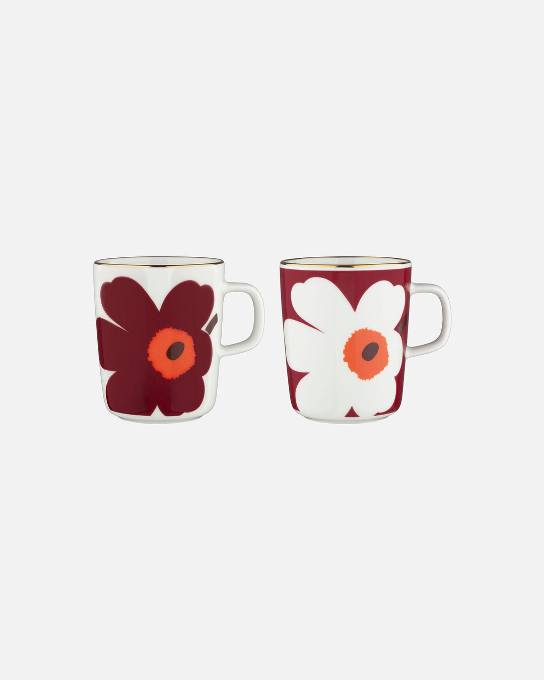 juhla unikko mug 2,5 dl / 2 piece set - maroon/white