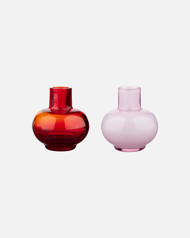 mini vase set of 2 - red/pink