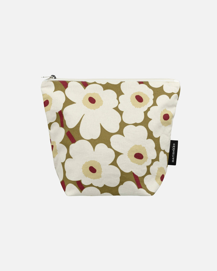 mini unikko kaje cosmetic bag - green umber/cream