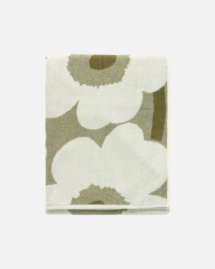 unikko bath towel - green umber/cream