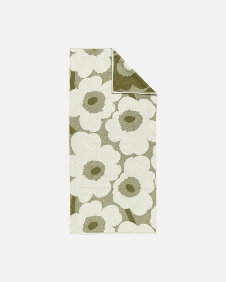 unikko bath towel - green umber/cream