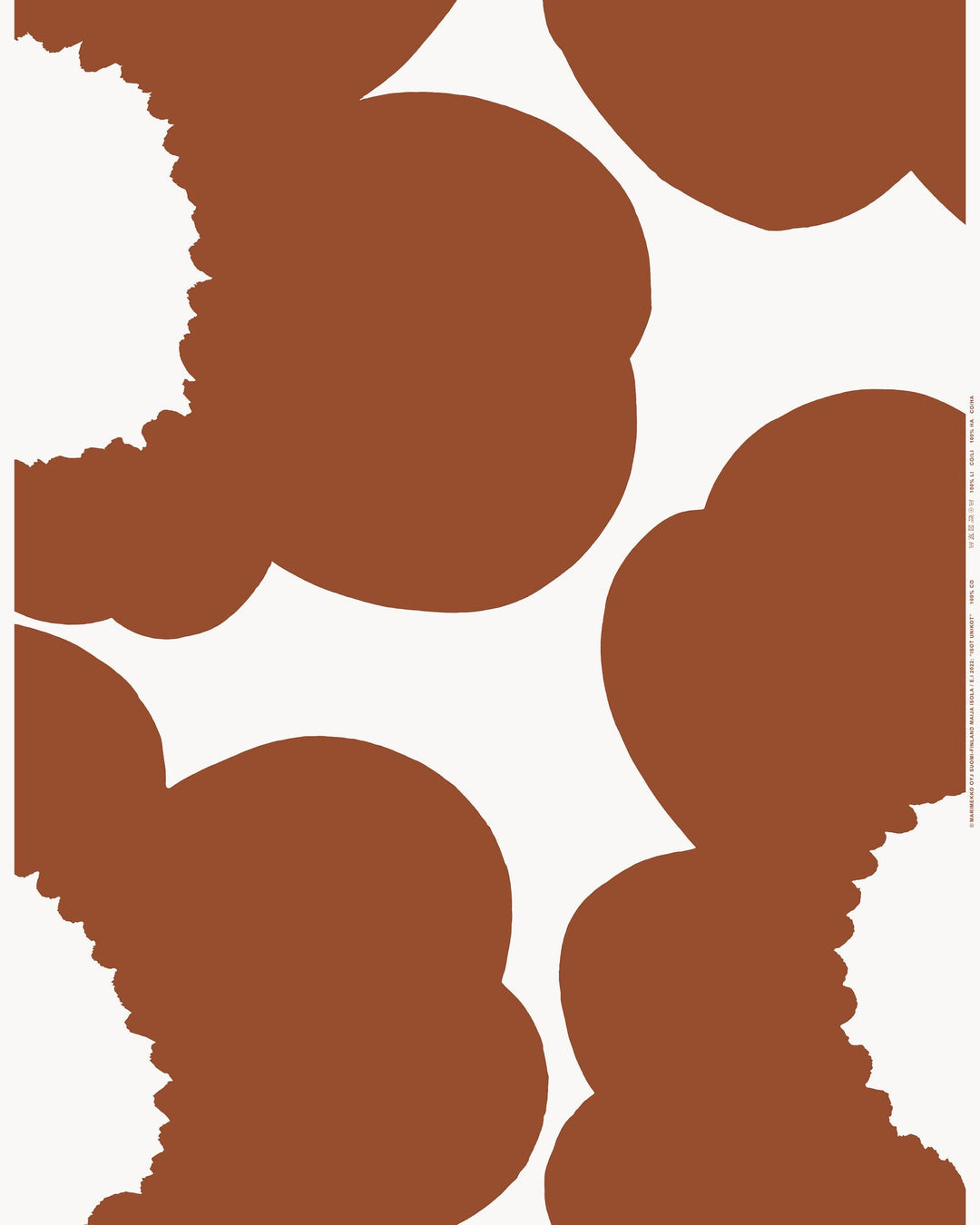 Iso Unikko Cotton Satin Fabric - White and Soft Umber