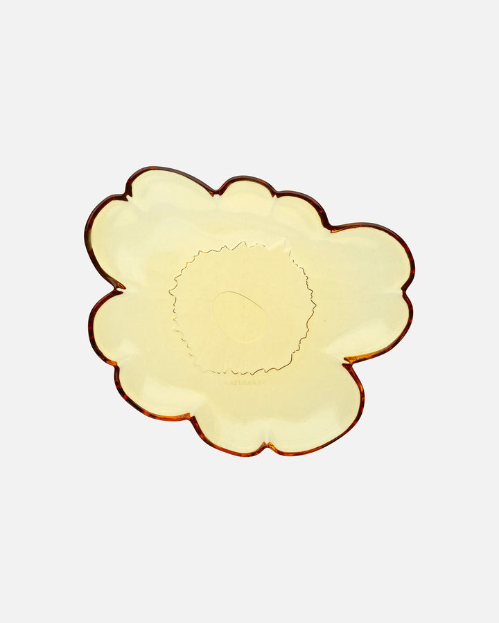 unikko shape glass plate 20 cm - honey yellow