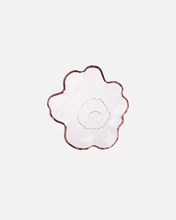 unikko shaped glass plate 13 cm - pink