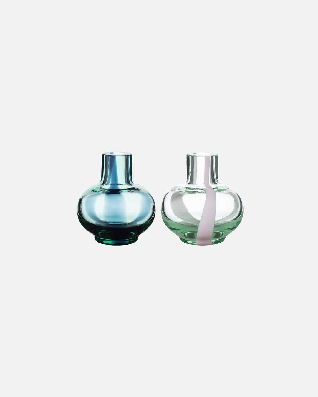 mini vase set of 2 - dark green/pink