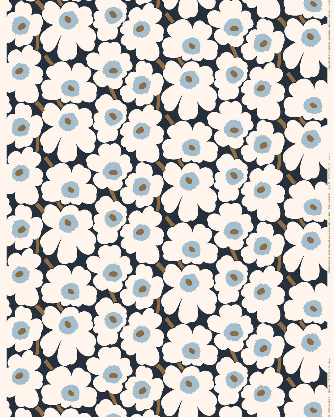Pieni Unikko Organic Cotton fabric - Navy