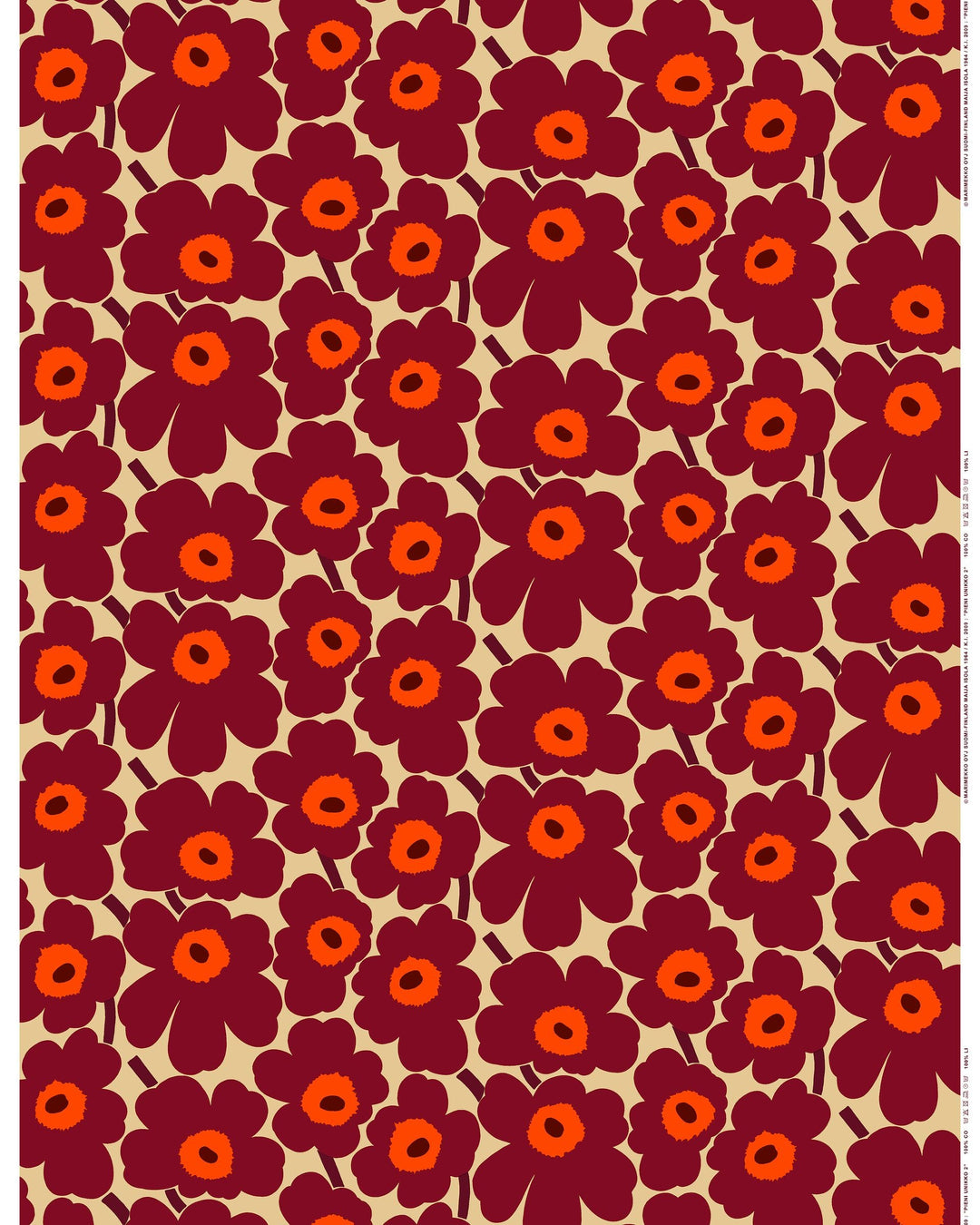pieni unikko cotton fabric - maroon
