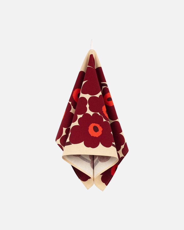 pieni unikko tea towel - maroon