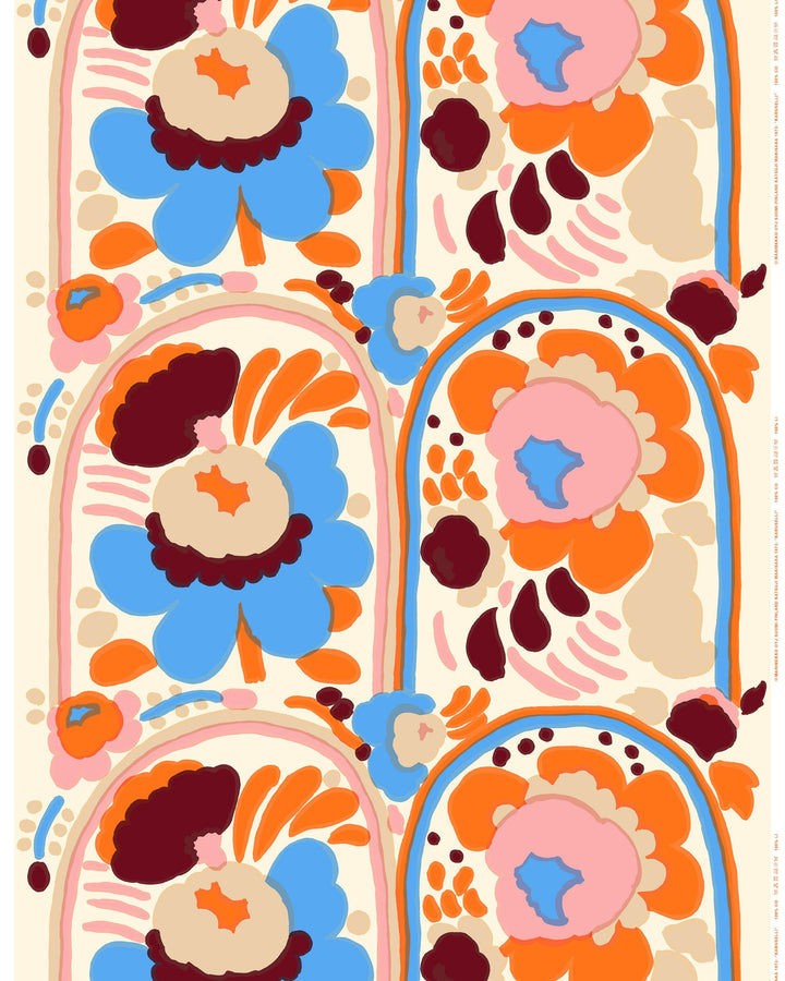 karuselli cotton fabric - natural/melon