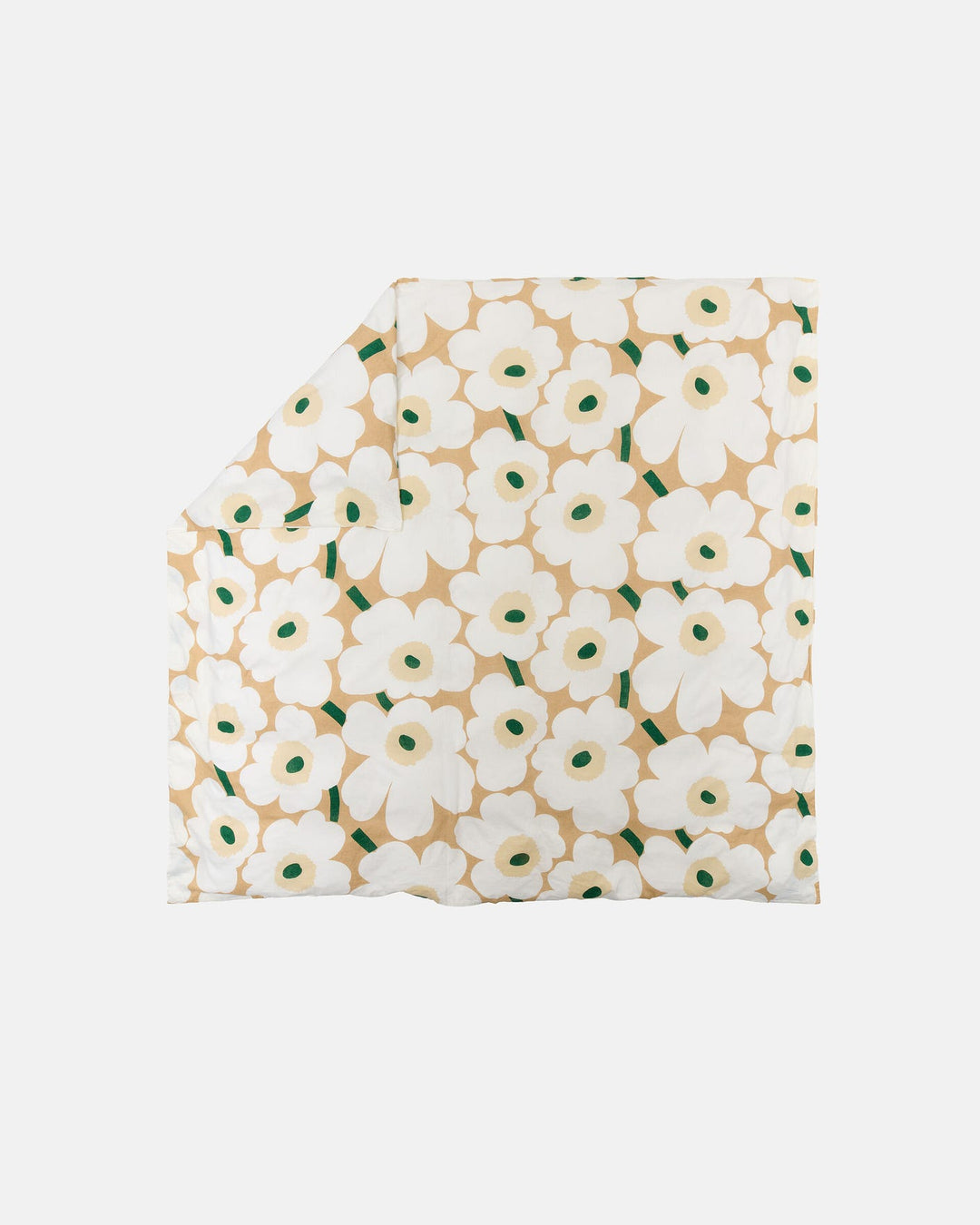 Unikko Euro Duvet Cover Queen - Beige / Green