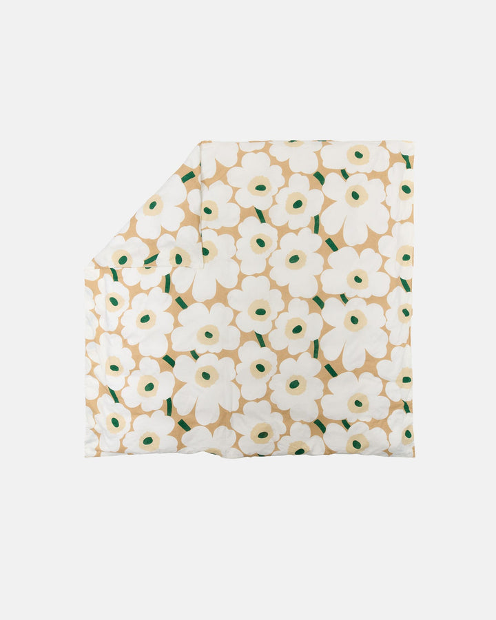 Unikko Euro Duvet Cover Queen - Beige / Green