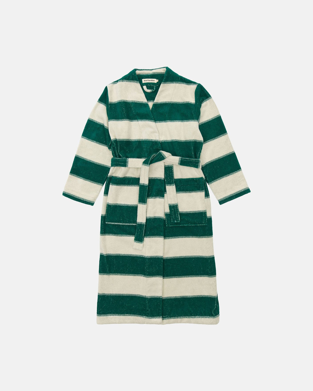 Galleria Bathrobe - Cream / Green - Cotton