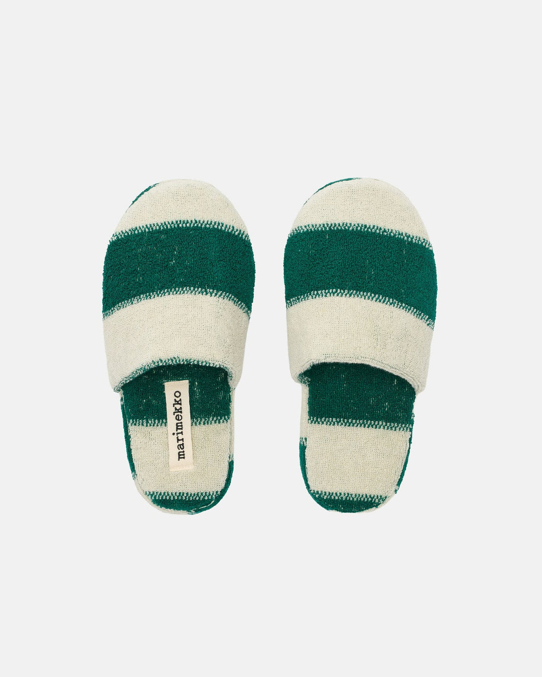 Galleria Slippers - Cream / Green - Cotton
