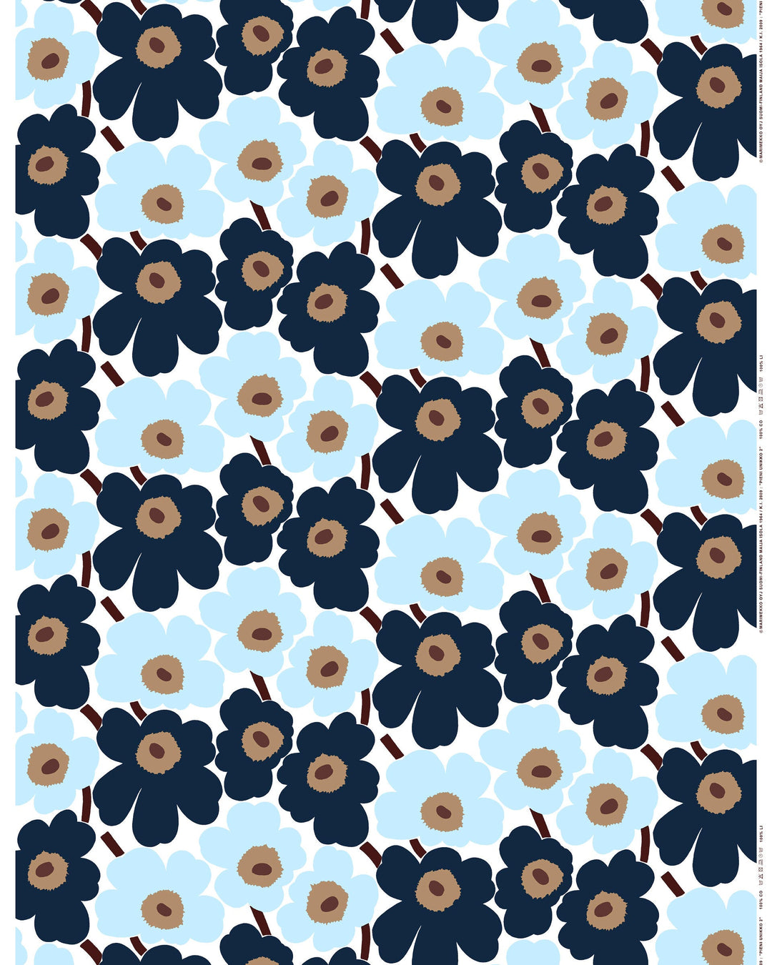Pieni Unikko Organic Cotton fabric - Blues