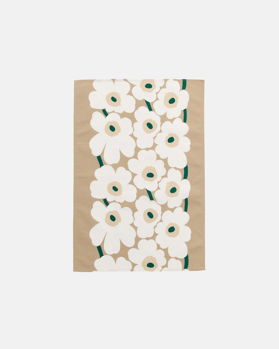 Unikko Tea Towel - Beige / Green