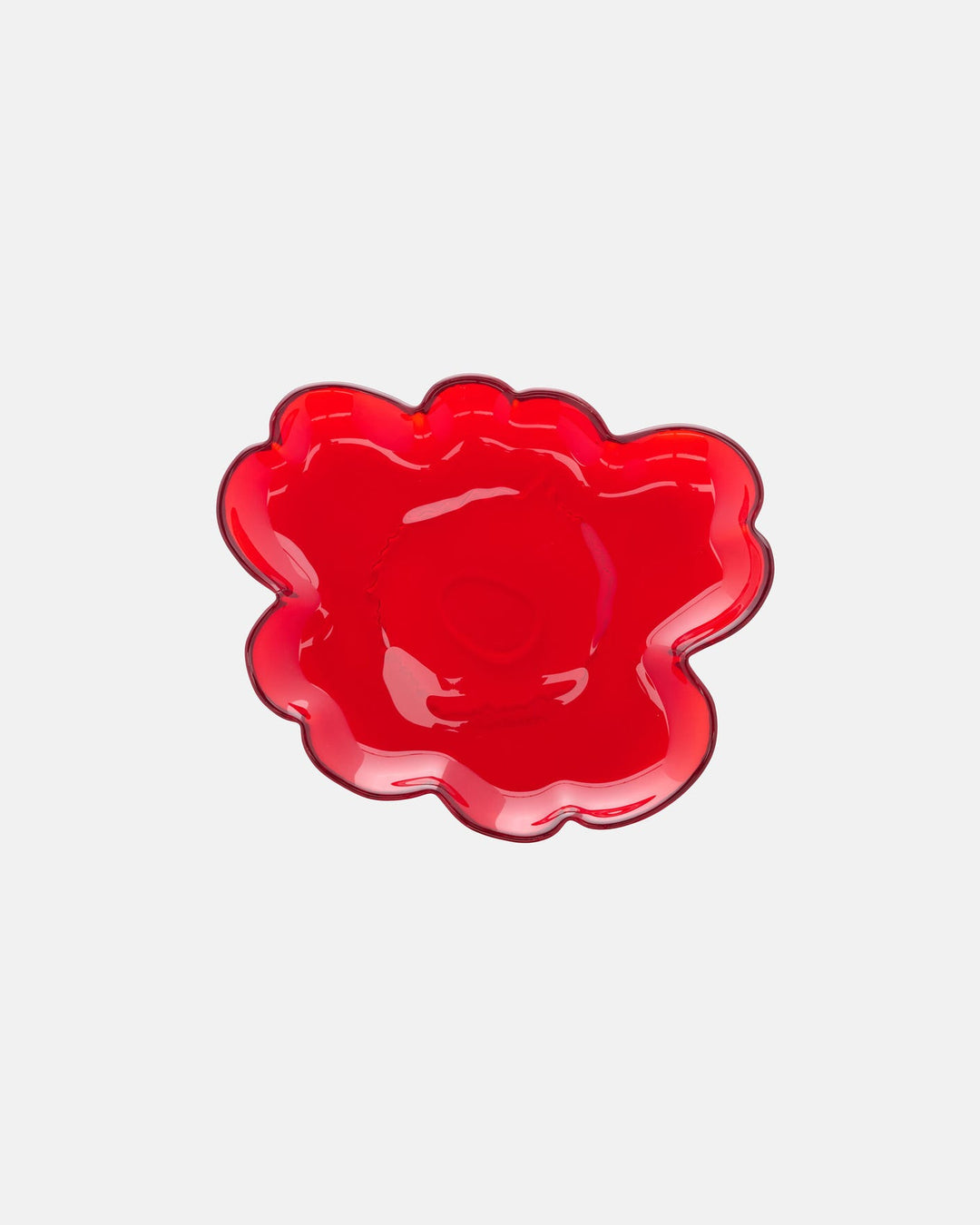 Unikko Shaped Glass Plate 20 cm - Red
