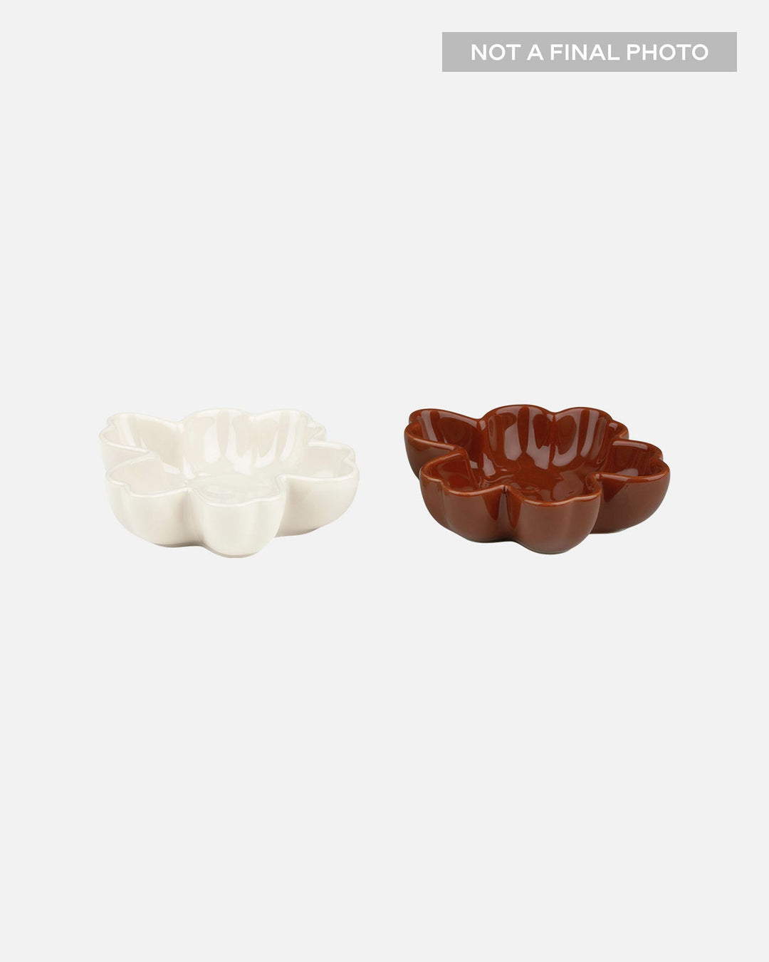 Unikko Shaped Bowl Set of 2 - Brown/ White