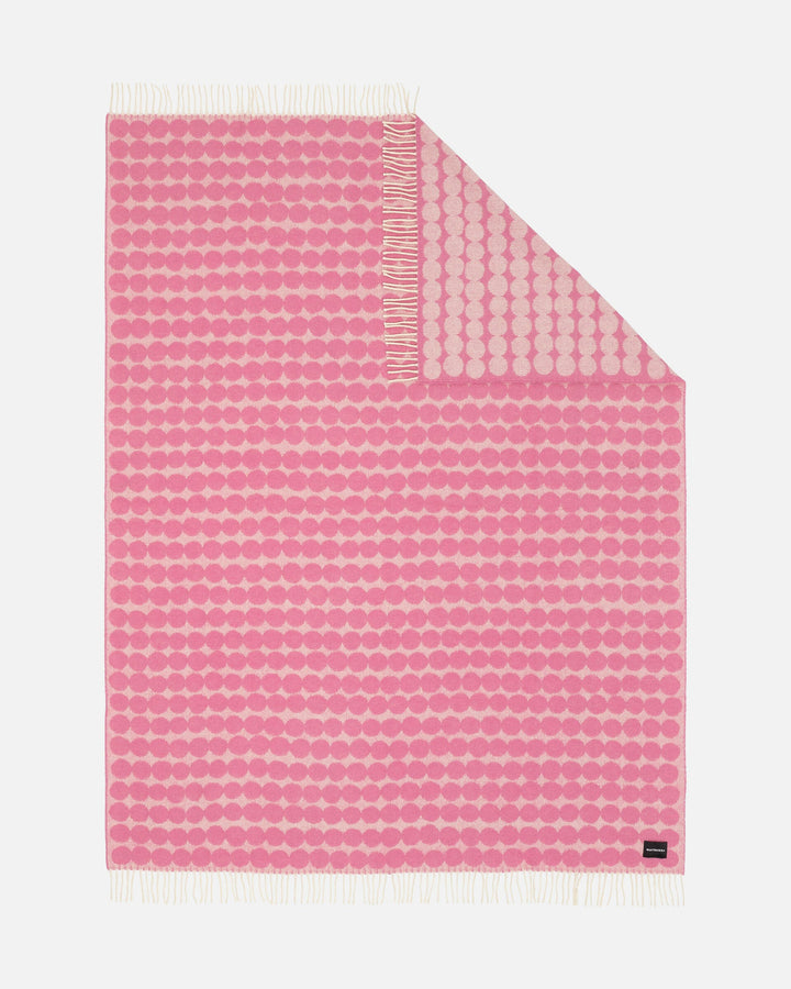 räsymatto wool throw blanket - wild rose