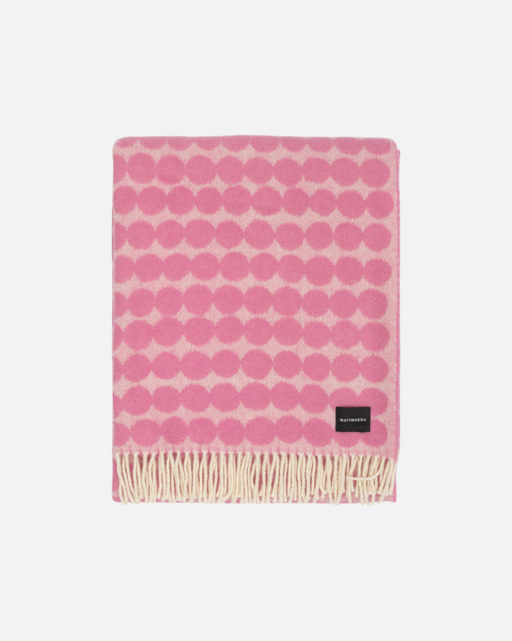räsymatto wool throw blanket - wild rose