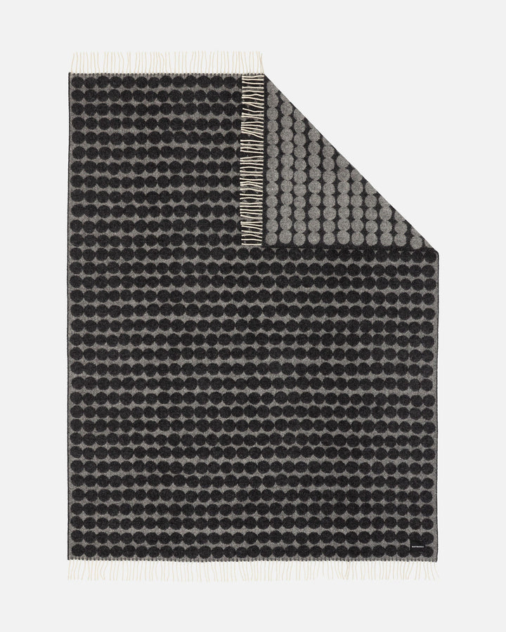 Räsymatto Wool Throw Blanket - Charcoal