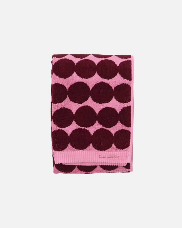 räsymatto bath towel - wild rose/red wine