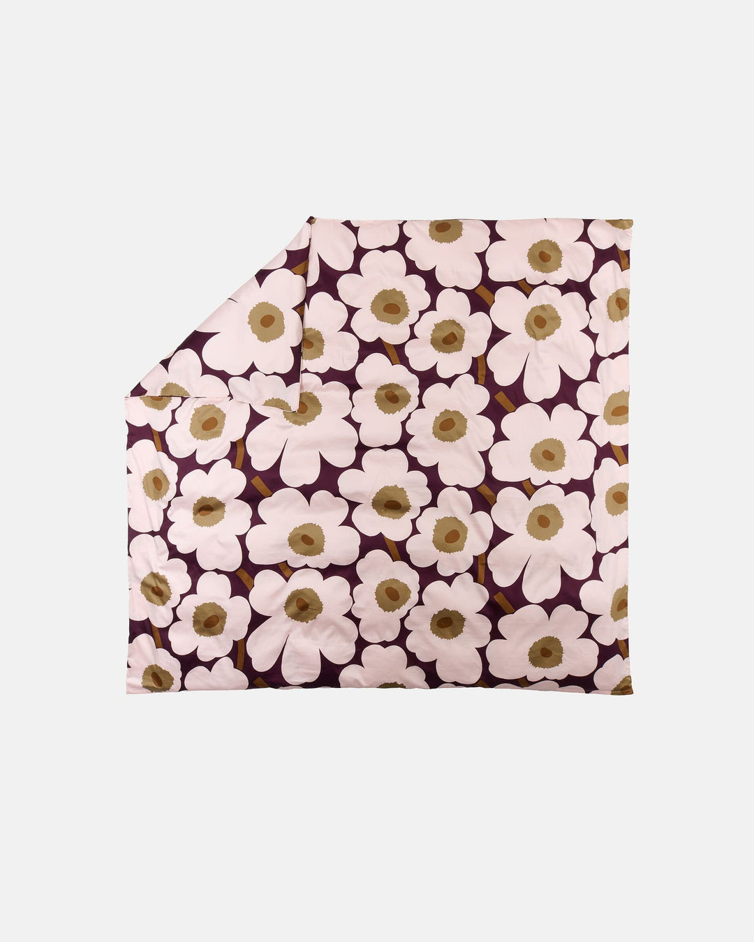 Unikko Satin Duvet Cover Queen  - Maroon