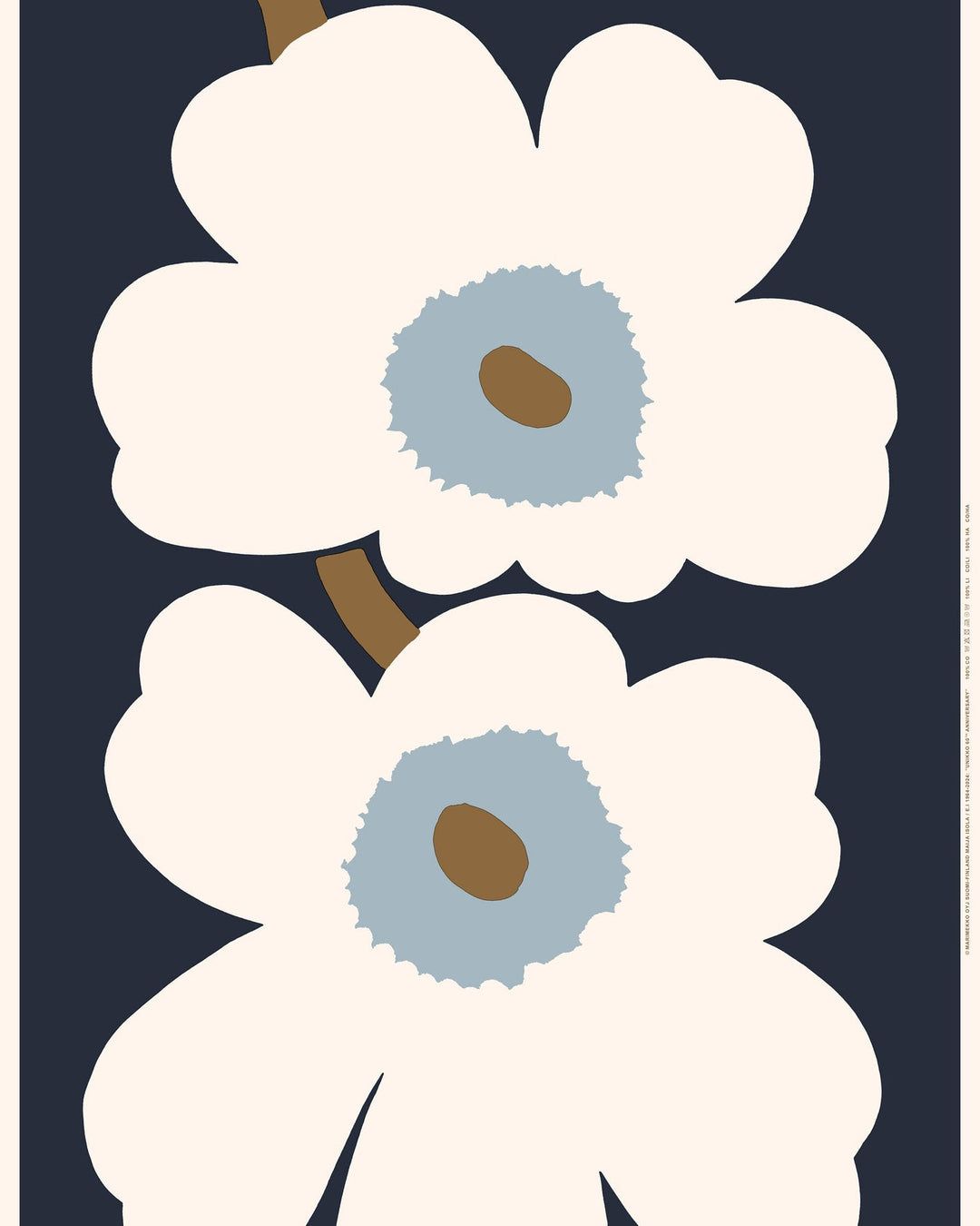 Unikko 60th Anniversary Cotton sateen fabric - Navy