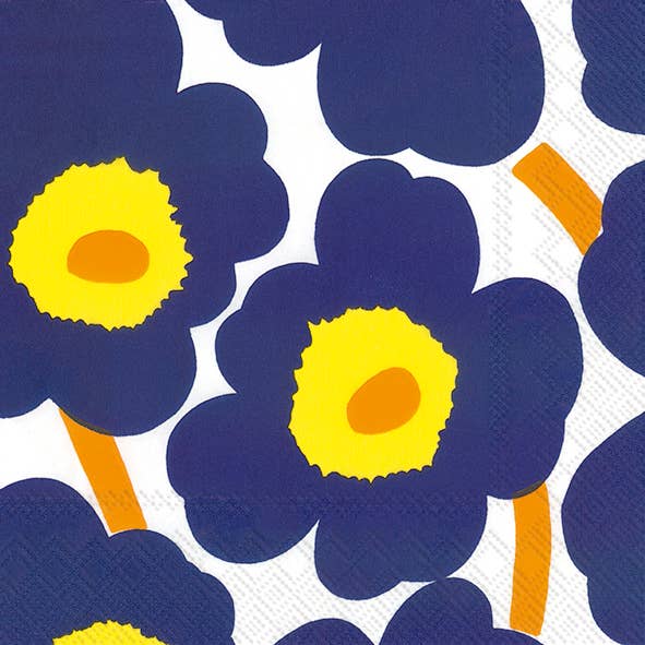 Unikko Paper Napkins - Blue/Yellow