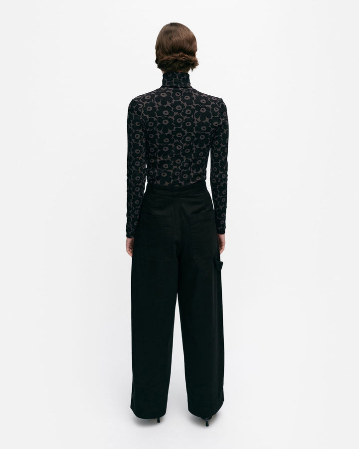 funktio solid cotton trousers black