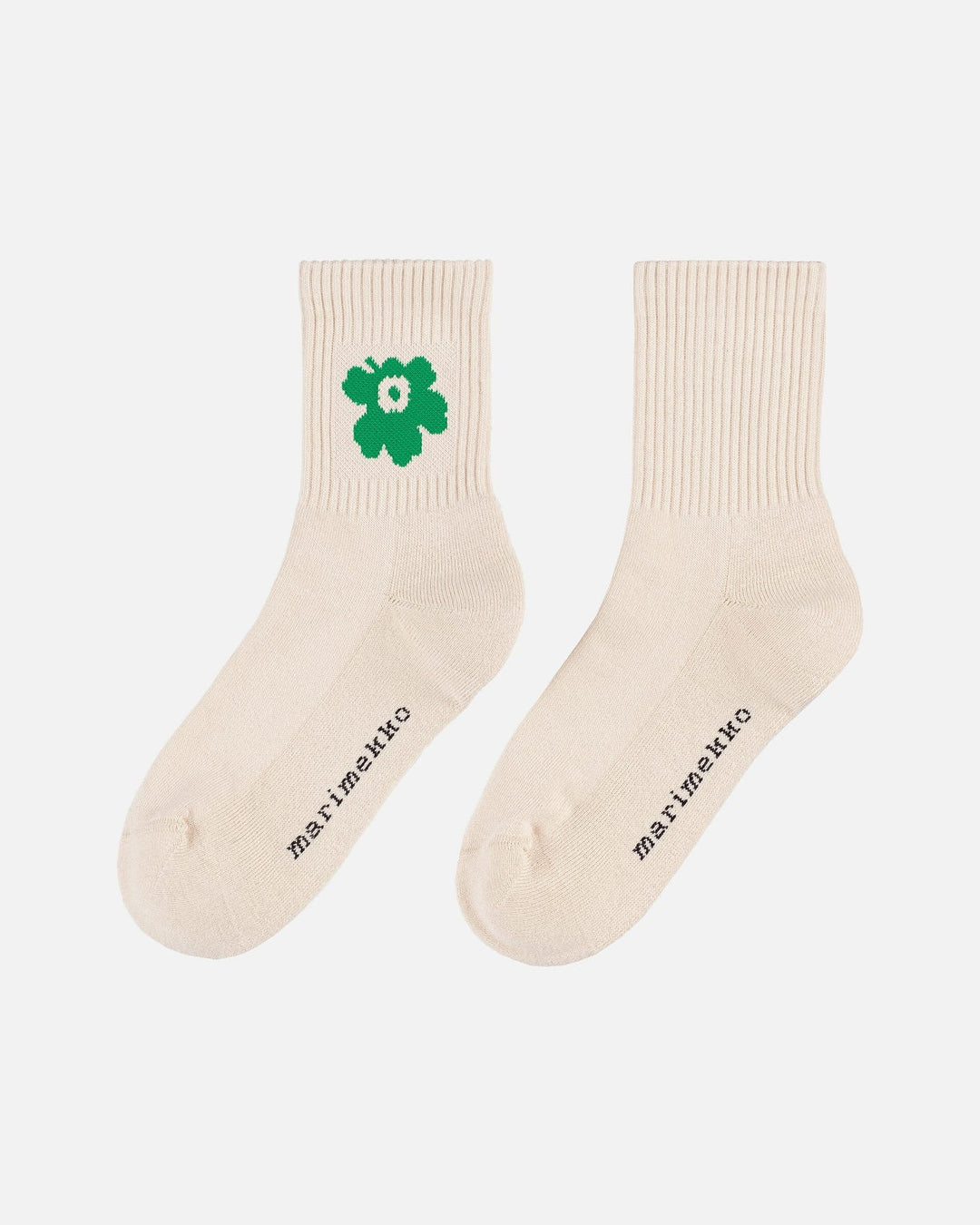 puikea unikko tennis socks - cream and green (40-42)