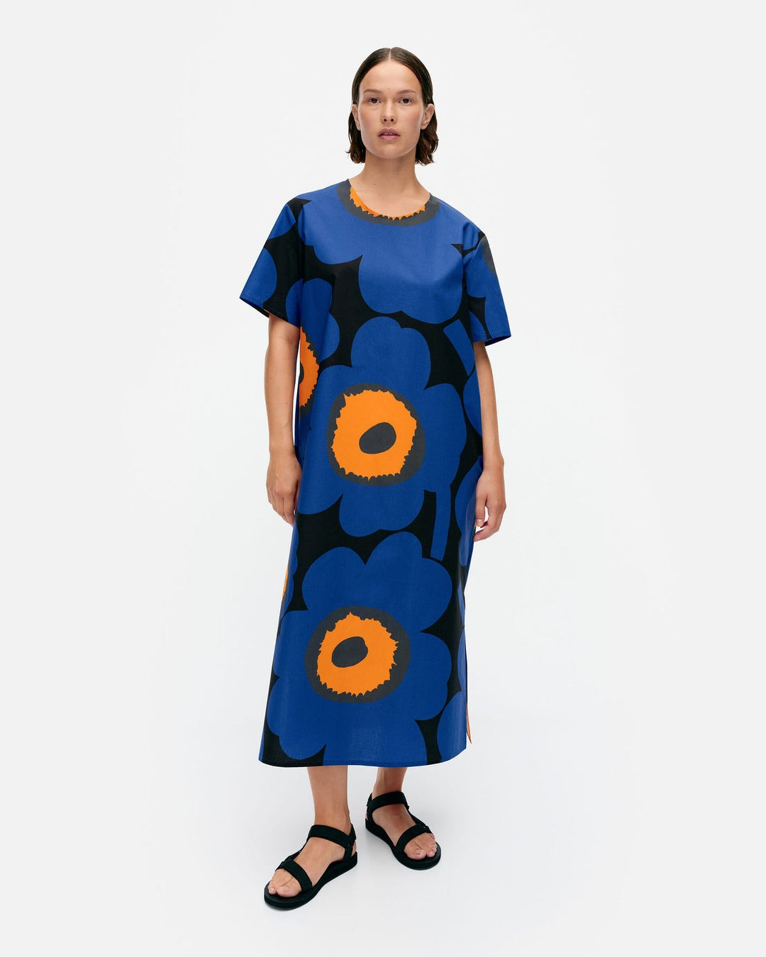 kemut unikko - cotton poplin dress - blue