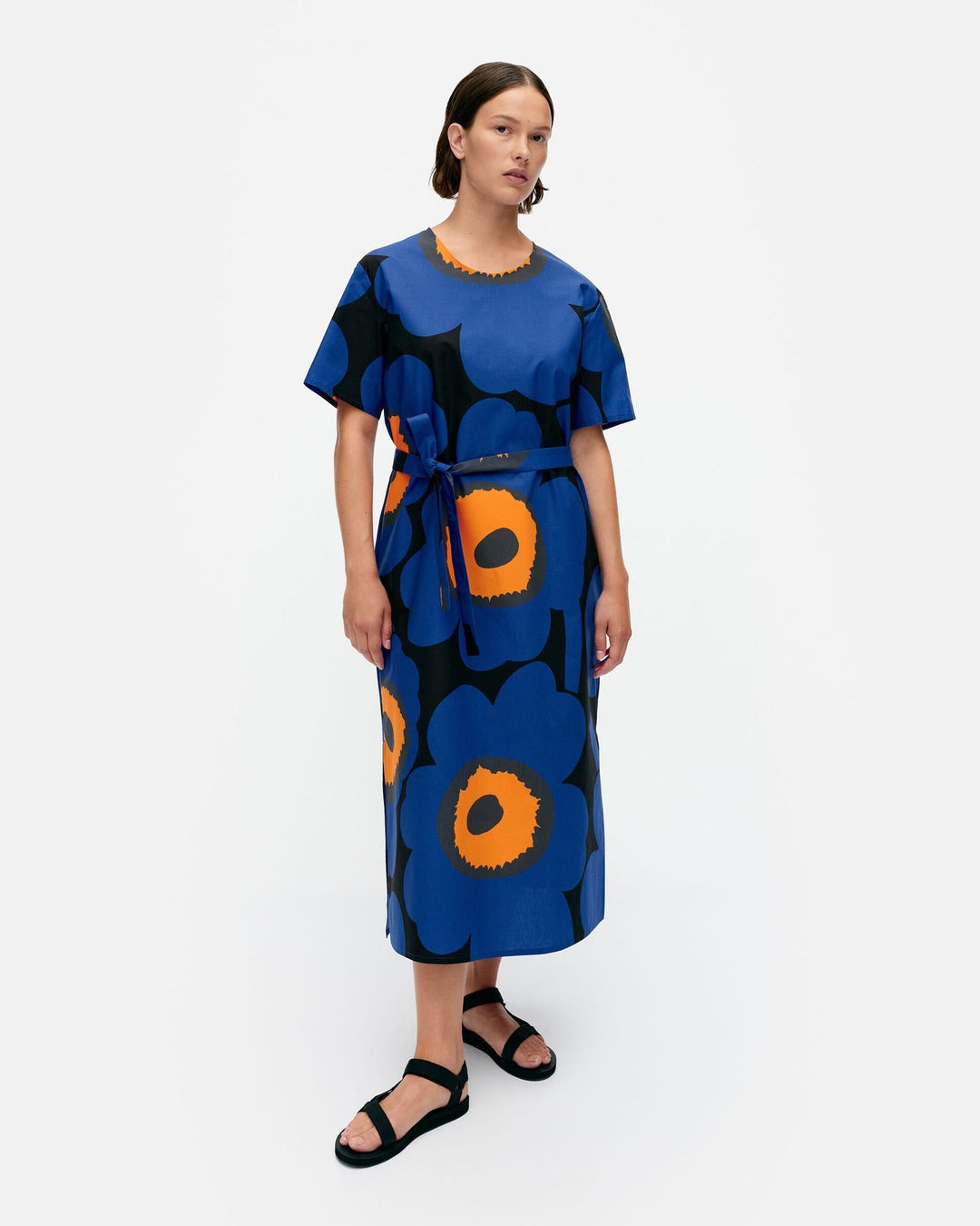 kemut unikko - cotton poplin dress - blue