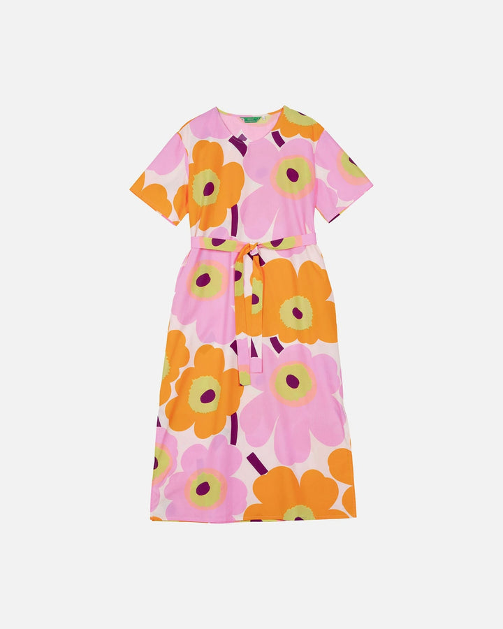 kemut unikko - cotton poplin dress - pink